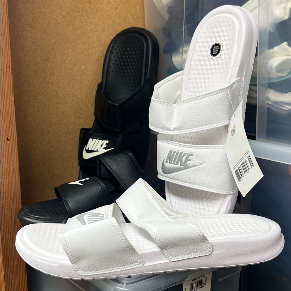 Nike Black and White Slide Sandals